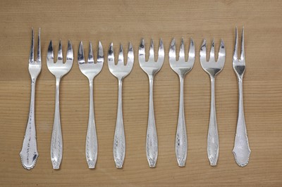 Lot 23A - A set of six silver seafood/salad forks