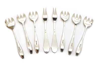 Lot 23 - A set of six silver seafood/salad forks