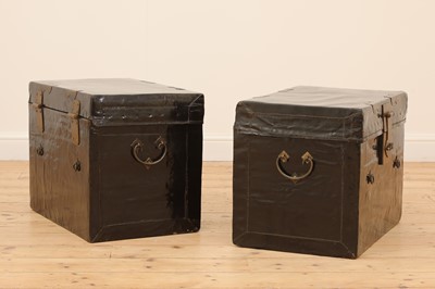 Lot 110 - A pair of lacquered leather trunks