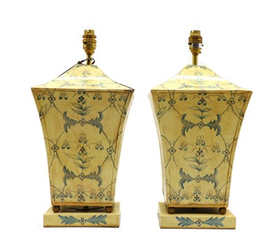 Lot 188A - A pair of painted toleware table lamps