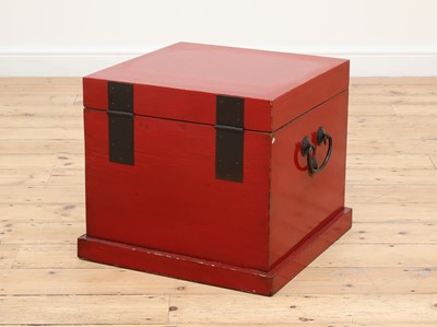 Lot 554 - A Chinese-style red-lacquered box or occasional table