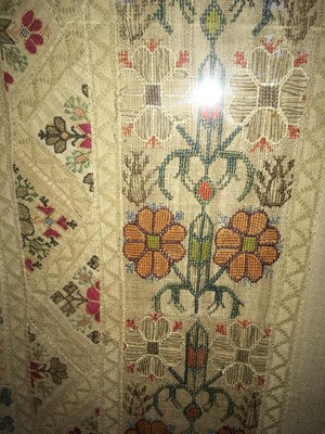 Lot 102 - An Ottoman embroidered qibla prayer cloth panel