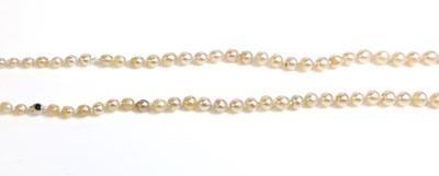 Lot 146 - A single row graduated natural saltwater pearl necklace