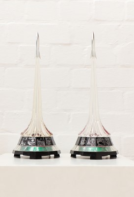 Lot 54 - A pair of Soviet rocket table lamps