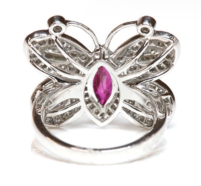 Lot 483 - A Continental ruby and diamond butterfly ring