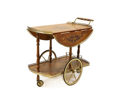 Lot 413 - A walnut and marquetry cocktail trolley