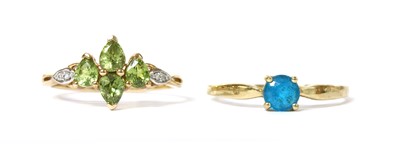 Lot 1388 - A 9ct gold demantoid garnet and diamond ring