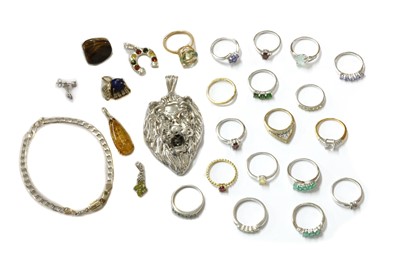 Lot 1444 - A quantity of silver and silver gilt gem-set jewellery