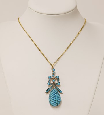 Lot 63 - A Victorian gold turquoise pendant