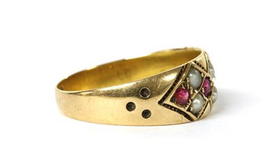 Lot 1030 - A Victorian 15ct gold ruby and split pearl ring