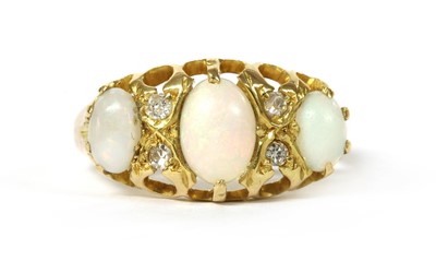 Lot 1024 - A Victorian 18ct gold opal and diamond ring