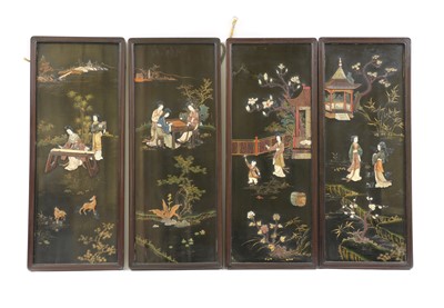 Lot 403 - A set of four Chinese lacquered panels