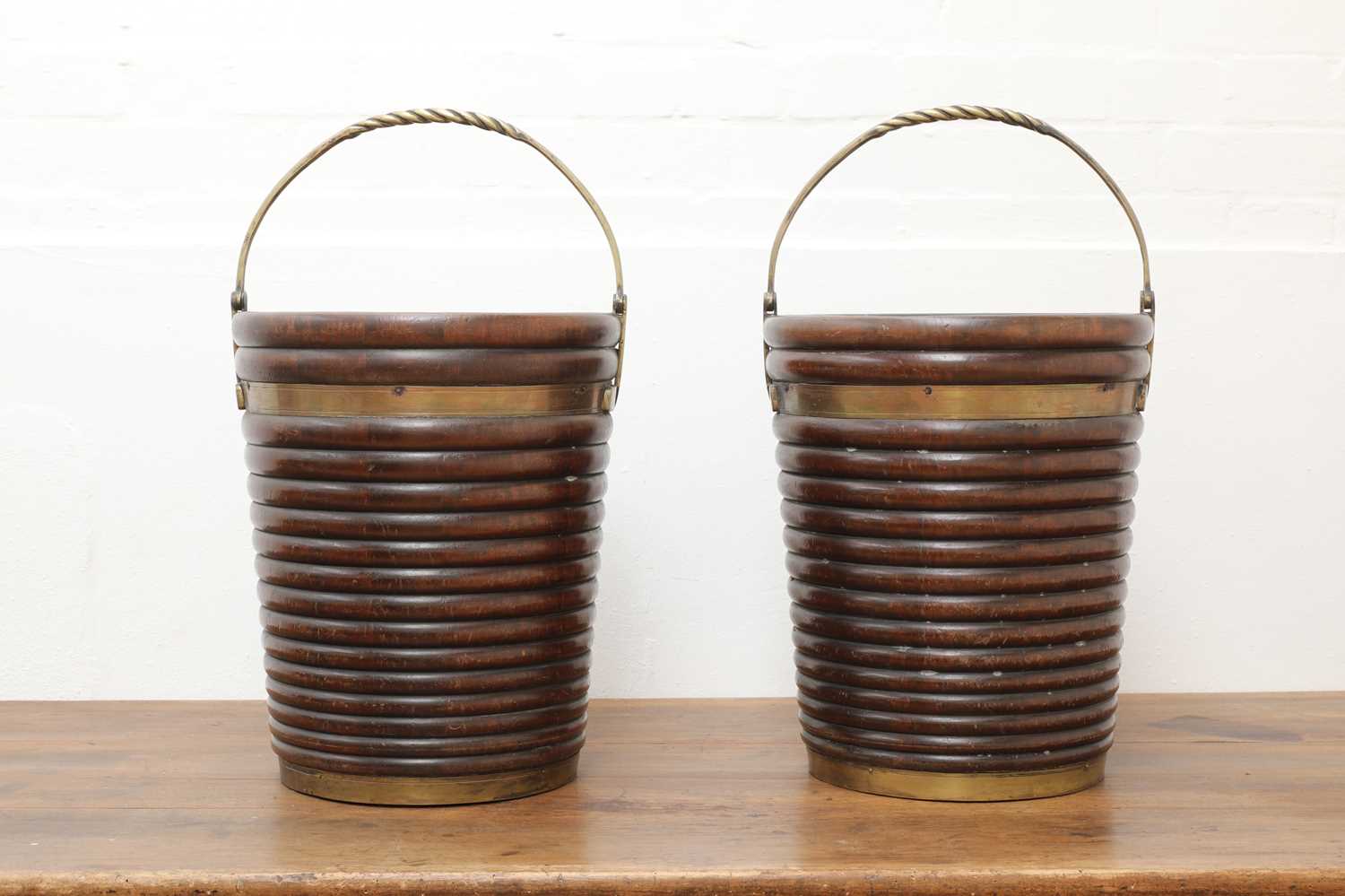Lot 226 - A pair of mahogany and brass-mounted peat buckets