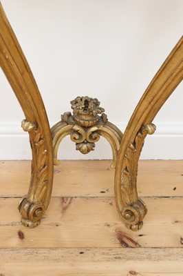 Lot 210 - A giltwood and veined marble-topped console table
