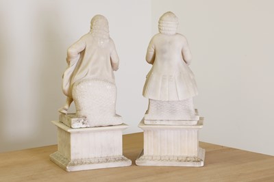 Lot 288 - A pair of French alabaster figures of Voltaire and Rousseau