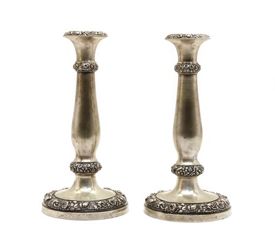 Lot 5 - A pair of Austrian silver candlesticks
