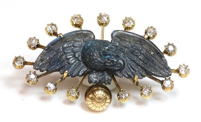 Lot 104 - A late Victorian carved labradorite and diamond brooch, c.1890