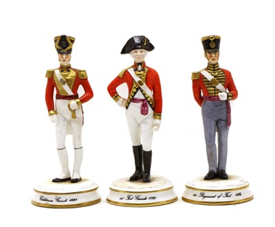Lot 209 - A set of three Michael Sutty porcelain models of Napoleonic soldiers