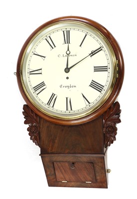 Lot 191 - A 19th century mahogany drop dial wall clock