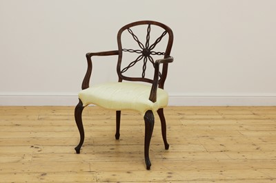 Lot 220 - A French Hepplewhite-style mahogany open armchair