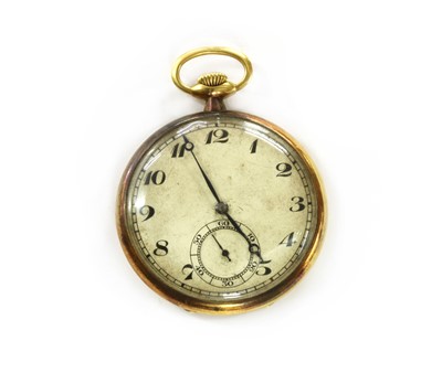 Lot 1296 - An Art Deco 18ct gold Longines top wind open faced pocket watch