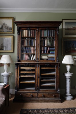 Lot 556 - A Victorian mahogany bookcase and folio cabinet