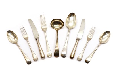 Lot 52A - An eight place setting of Victorian Old English pattern silver flatware