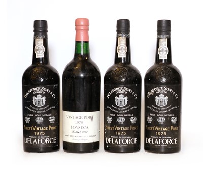 Lot 277 - Delaforce, Vintage Port, 1975, (3 all IN), together with a Fonseca, 1970, BN (4 in total)