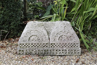 Lot 810 - A carved stone double-column base