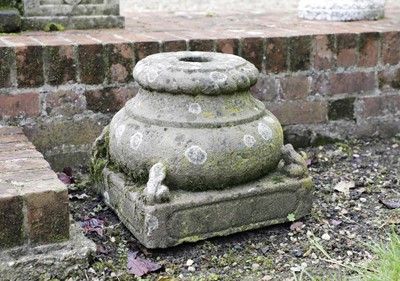 Lot 828 - A pair of carved sandstone column bases