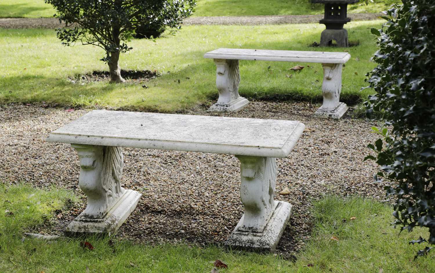 Lot 829 - A pair of marble garden seats