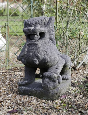 Lot 831 - A pair of carved lava stone Dogs of Fo