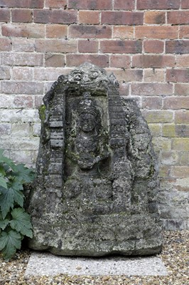 Lot 835 - A carved lava stone figural group