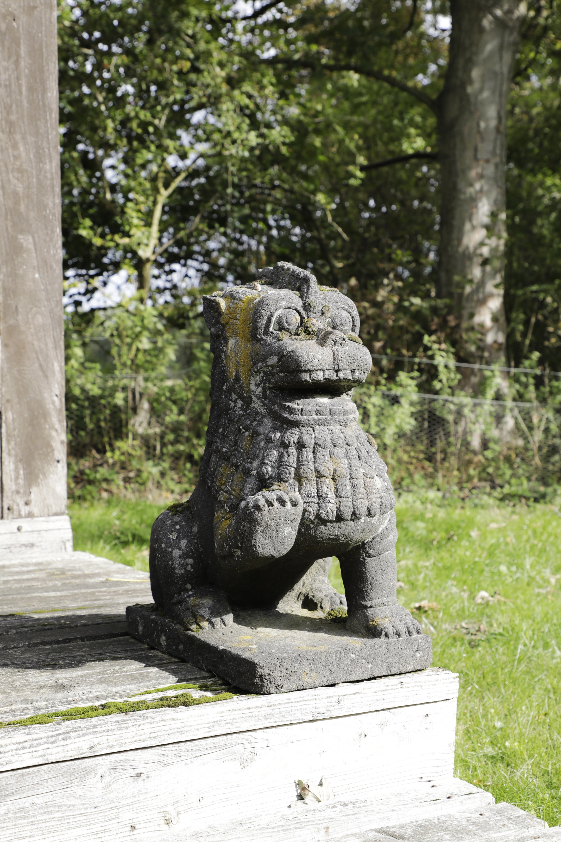 Lot 833 - A pair of carved lava stone Dogs of Fo,