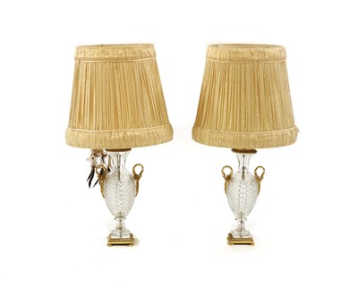 Lot 114 - A pair of modern cut glass table lamps