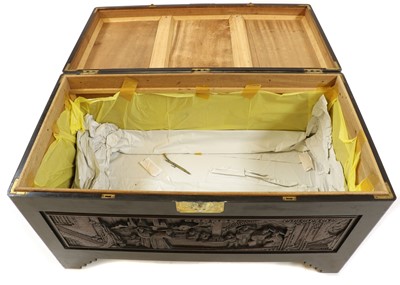 Lot 390 - A Chinese teak and camphorwood chest
