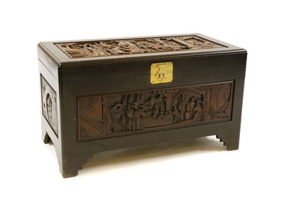 Lot 390 - A Chinese teak and camphorwood chest