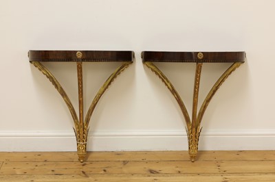 Lot 229 - A pair of demilune console tables