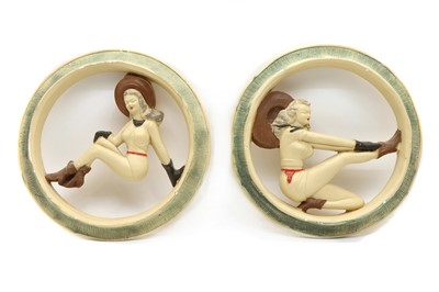 Lot 161 - A pair of plaster roundels