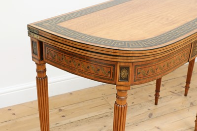 Lot 247 - A pair of George III satinwood and painted card tables