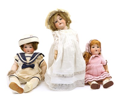 Lot 278 - Three Bisque headed dolls