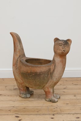 Lot 838 - A terracotta planter in the form of a cat