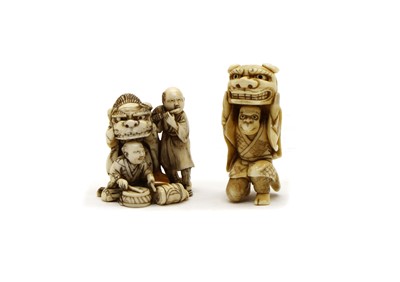 Lot 166 - Two late 19th/early 20th century Japanese carved ivory netsuke