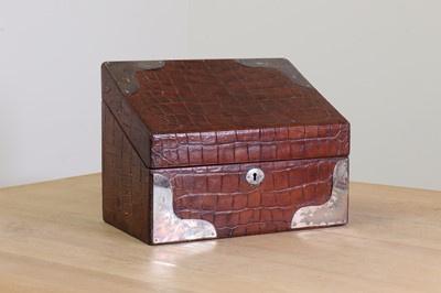 Lot 276 - A crocodile skin stationery box by Asprey London