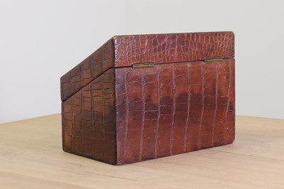 Lot 276 - A crocodile skin stationery box by Asprey London