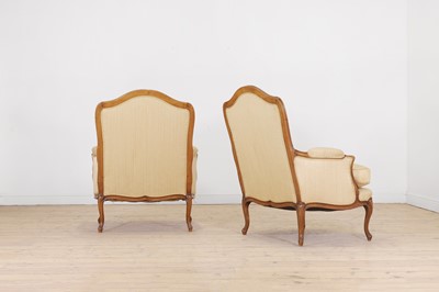 Lot 470 - A pair of Louis XV-style stained beech bergères