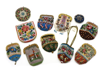 Lot 141 - A collection of eleven beadwork coin purses