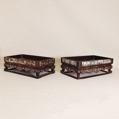 Lot 101 - Two Chinese rosewood tray stands