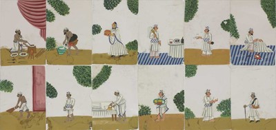 Lot 259 - A set of twelve Indian gouache on mica studies