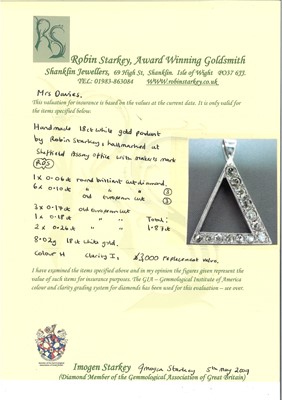 Lot 143 - An 18ct white gold diamond set pendant
